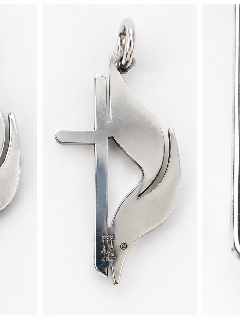James Avery Retired United Methodist Cross & Flame Sterling Silver Charm Pendant - Picture 4 of 5